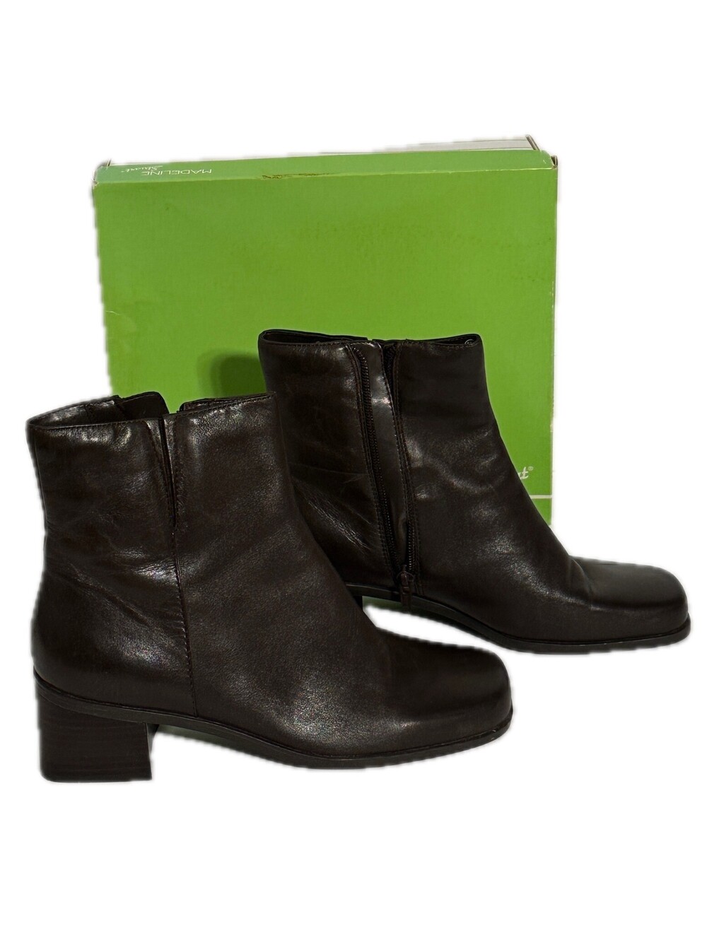 Madeline Stuart Womens Boots Dark Brown Leather Ankle Bootie Size 8 Shoes Heels